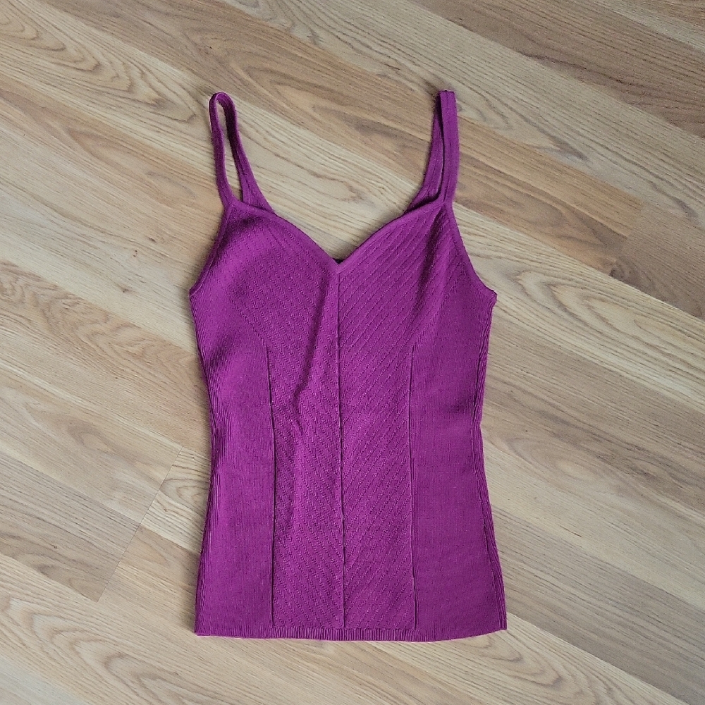 NWT White House Black Market Raspberry Knit V-Neck Cami